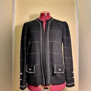 Carmina Vintage Boutique Rhinestone Trim Knit Jacket – Chic Embellished Blazer
